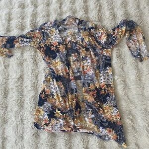Susan Graver Multicolor Floral Sheer Blouse